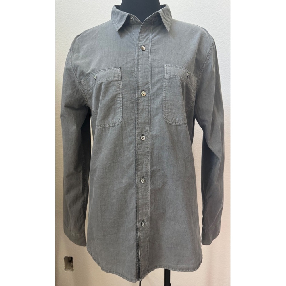 Buck Mason Mainstay Shirt Women Medium Washed Black Long Sleeve Button Up Cotton